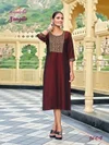 Sangita By Aanchi Rangeela Silk Fancy Embroidery Straight Cut Kurtis Exporters In India
